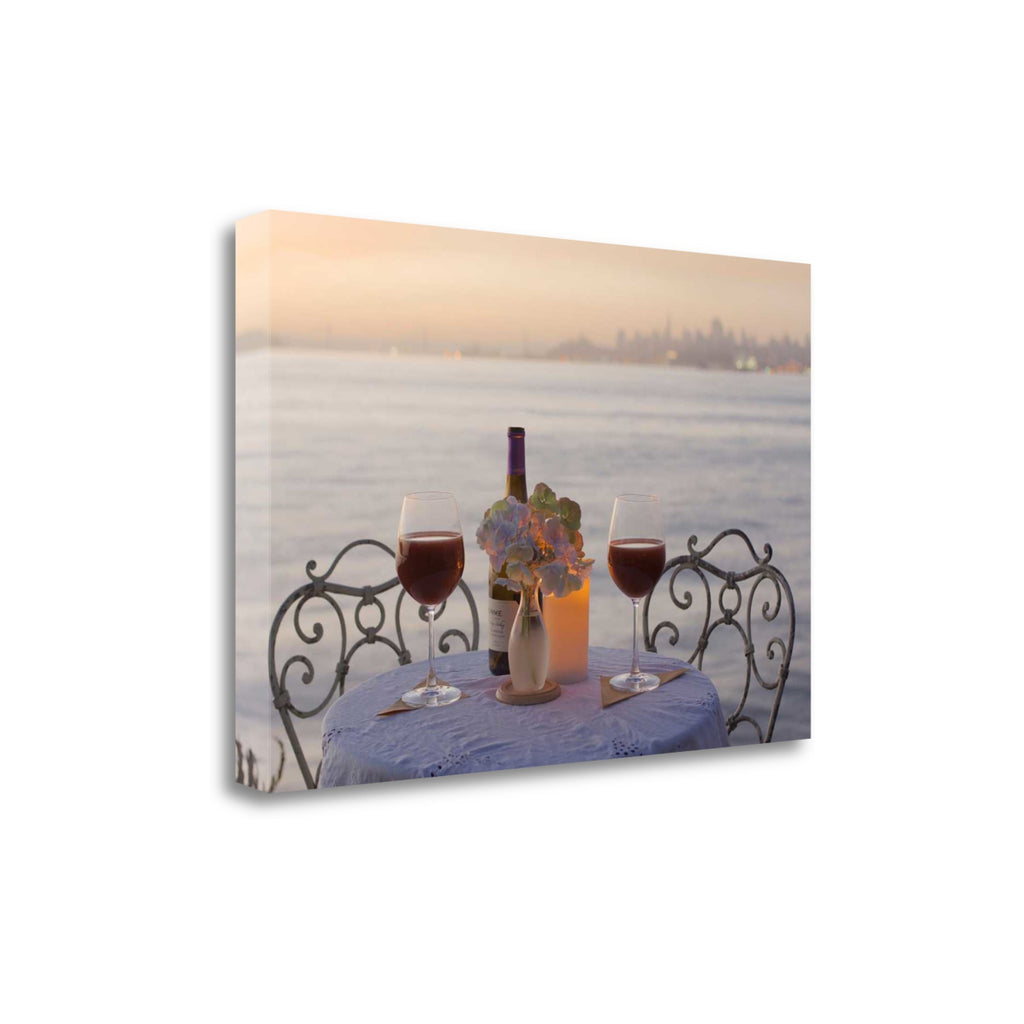 Sunset Wine Night For Two City 4 Giclee Wrap Canvas Wall Art