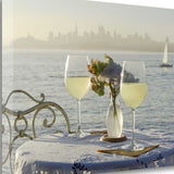 White Wine with Sailboat For Two City 2 Giclee Wrap Canvas Wall Art