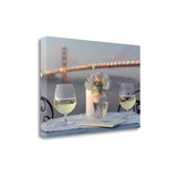 Up Close Romantic Wine Night For Two Golden Gate Bridge 1 Giclee Wrap Canvas Wall Art