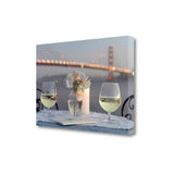 Up Close Romantic Wine Night For Two Golden Gate Bridge 1 Giclee Wrap Canvas Wall Art