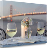 Up Close Romantic Wine Night For Two Golden Gate Bridge 1 Giclee Wrap Canvas Wall Art