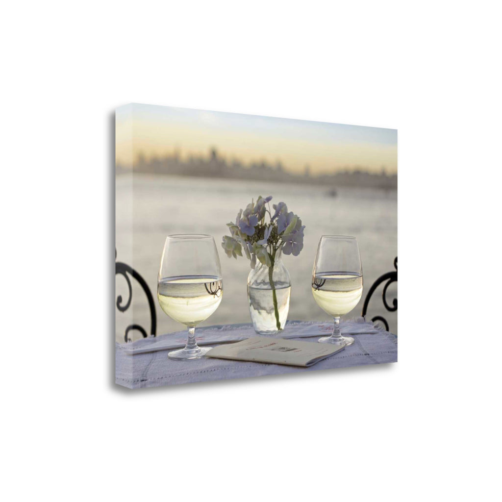 Up Close Water Glasses For Two City 4 Giclee Wrap Canvas Wall Art