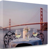 Romantic Wine Night For Two Golden Gate Bridge 1 Giclee Wrap Canvas Wall Art