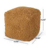 Moloney Modern Microfiber Chenille Cube Pouf, Yellow Noble House