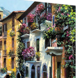 29" Village Pathway and Colorful Buildings Giclee Wrap Canvas Wall Art