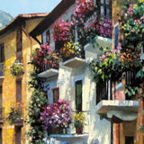 34" Village Pathway and Colorful Buildings Giclee Wrap Canvas Wall Art