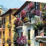 39" Village Pathway and Colorful Buildings Giclee Wrap Canvas Wall Art