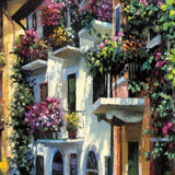 47" Village Pathway and Colorful Buildings Giclee Wrap Canvas Wall Art