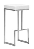 Zuo Modern Darwen 100% Polyurethane, Plywood, Stainless Steel Modern Commercial Grade Barstool Set - Set of 2 White, Silver 100% Polyurethane, Plywood, Stainless Steel