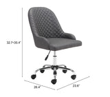 Zuo Modern Space 100% Polyurethane, Plywood, Steel Modern Commercial Grade Office Chair Gray, Chrome 100% Polyurethane, Plywood, Steel