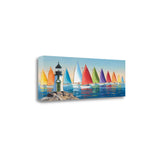 Colorful Sailboats with Lighthouse 2 Giclee Wrap Canvas Wall Art