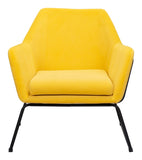 Zuo Modern Jose 100% Polyester, Plywood, Steel Modern Commercial Grade Accent Chair Yellow, Black 100% Polyester, Plywood, Steel