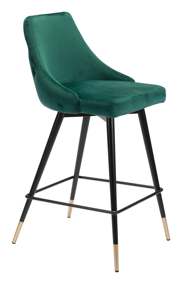 Zuo Modern Piccolo 100% Polyester, Plywood, Steel Modern Commercial Grade Counter Stool Green, Black, Gold 100% Polyester, Plywood, Steel