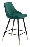 Zuo Modern Piccolo 100% Polyester, Plywood, Steel Modern Commercial Grade Counter Stool Green, Black, Gold 100% Polyester, Plywood, Steel