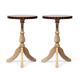 Mckay Handcrafted Boho Mango Wood End Table - Set of 2