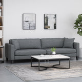 Clemons Contemporary 4 Seater Fabric Sofa with Accent Pillows, Charcoal and Dark Brown Noble House