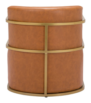 Zuo Modern Xander 100% Polyurethane, Plywood, Steel Modern Commercial Grade Accent Chair Brown, Gold 100% Polyurethane, Plywood, Steel