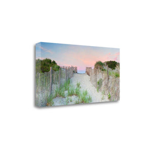 34" Beach Entrance with Pink Sunset 2 Giclee Wrap Canvas Wall Art