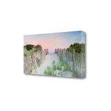 47" Beach Entrance with Pink Sunset 4 Giclee Wrap Canvas Wall Art