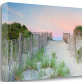 47" Beach Entrance with Pink Sunset 4 Giclee Wrap Canvas Wall Art