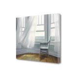 32" Lonesome Single Chair with Flying White Curtains Giclee Wrap Canvas Wall Art