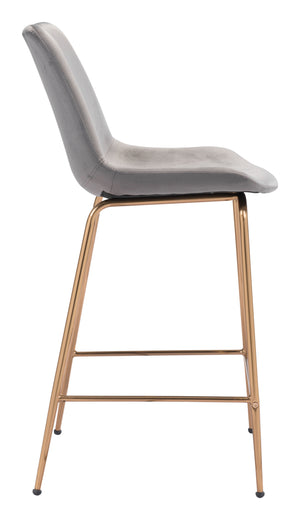 Zuo Modern Tony 100% Polyester, Plywood, Steel Modern Commercial Grade Counter Stool Gray, Gold 100% Polyester, Plywood, Steel