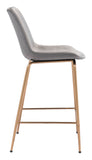 Zuo Modern Tony 100% Polyester, Plywood, Steel Modern Commercial Grade Counter Stool Gray, Gold 100% Polyester, Plywood, Steel