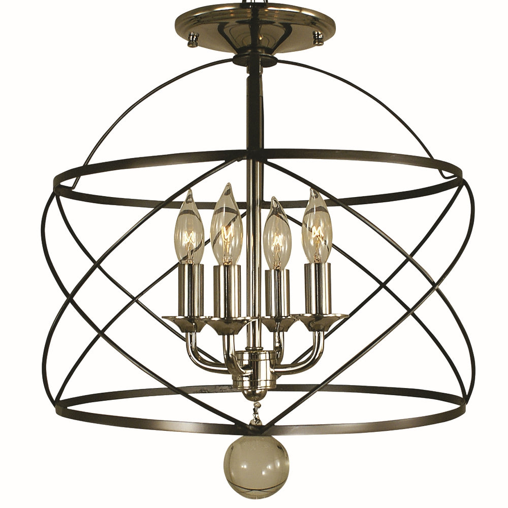 4-Light Mahogany Bronze/Polished Nickel Nantucket Flush / Semi Flush Mount