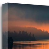 Orange Sunset on Lake 1 Giclee Wrap Canvas Wall Art