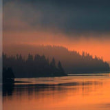 Orange Sunset on Lake 3 Giclee Wrap Canvas Wall Art