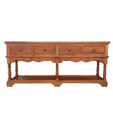 Contemporary Wood, 69x30 Vintage Console Table W/ Drawers, Brow