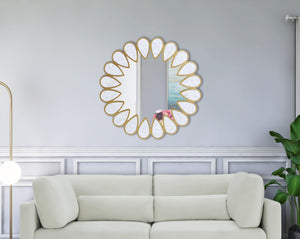 Shell Glass / Shell / Engineered Wood Contemporary White Mirror - 32" W x 1" D x 32" H