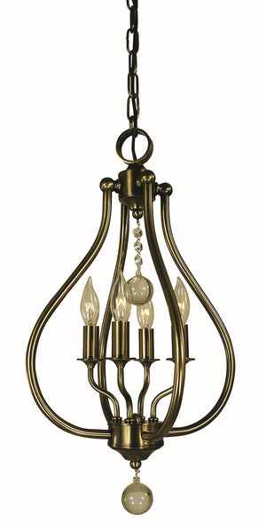 4-LIGHT ANTIQUE BRASS DEWDROP PENDANT