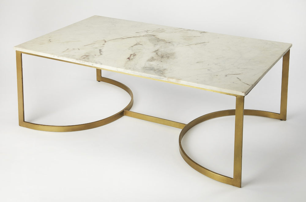 Butler Specialty Corsini  Marble & Metal Coffee Table XRT Marble & Metal Iron, White Marble, MDF 4446389-BUTLER