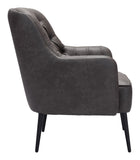 Zuo Modern Tasmania 100% Polyester, Plywood, Steel Modern Commercial Grade Accent Chair Vintage Black, Black 100% Polyester, Plywood, Steel