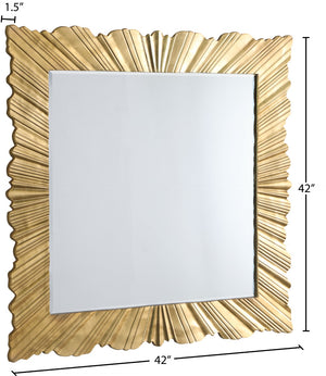 Golda Gold Leaf / Glass / Engineered Wood Contemporary Gold Leaf Mirror - 42" W x 1.5" D x 42" H