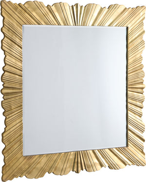 Golda Gold Leaf / Glass / Engineered Wood Contemporary Gold Leaf Mirror - 42" W x 1.5" D x 42" H