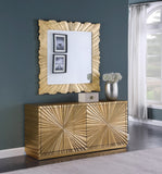 Golda Gold Leaf / Glass / Engineered Wood Contemporary Gold Leaf Mirror - 42" W x 1.5" D x 42" H