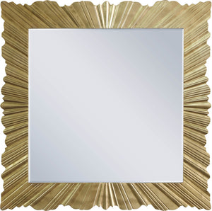 Golda Gold Leaf / Glass / Engineered Wood Contemporary Gold Leaf Mirror - 42" W x 1.5" D x 42" H