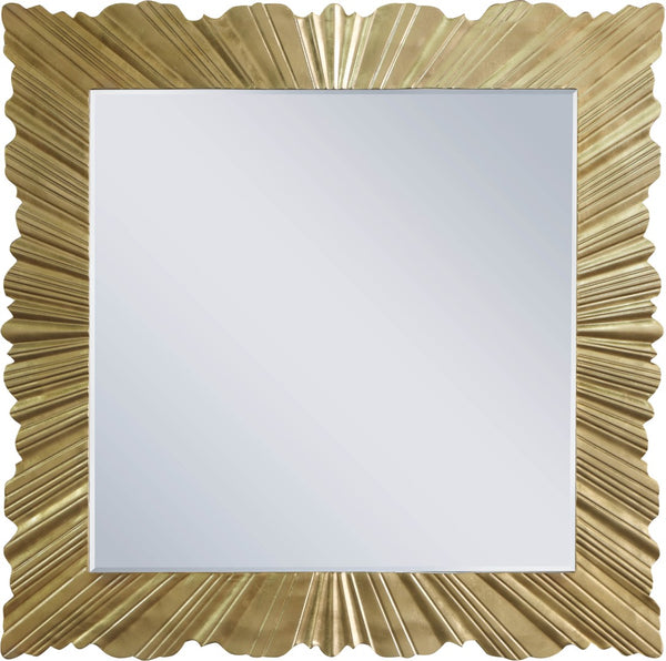 Golda Gold Leaf / Glass / Engineered Wood Contemporary Gold Leaf Mirror - 42" W x 1.5" D x 42" H