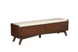 Alpine Furniture Flynn Bench, Walnut 966WAL-12 Walnut Mahogany Solids & Veneer 59 x 15 x 18.5