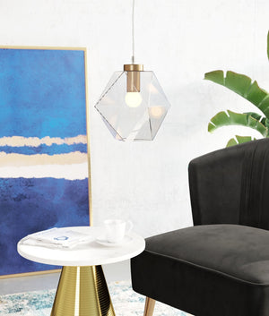 Zuo Modern Jenny Glass, Steel Modern Commercial Grade Ceiling Lamp Gold, Clear Glass, Steel