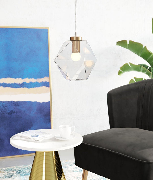 Zuo Modern Jenny Glass, Steel Modern Commercial Grade Ceiling Lamp Gold, Clear Glass, Steel