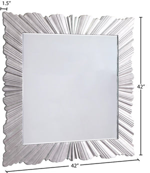 Silverton Silver Leaf / Glass / Engineered Wood Contemporary Silver Leaf Mirror - 42" W x 1.5" D x 42" H