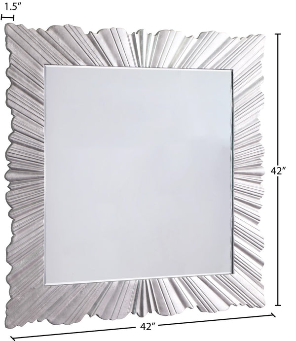Silverton Silver Leaf / Glass / Engineered Wood Contemporary Silver Leaf Mirror - 42" W x 1.5" D x 42" H
