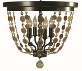 4-Light Mahogany Brass Naomi Flush Mount