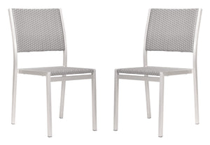 Zuo Modern Metropolitan Aluminum, Polyethylene Modern Commercial Grade Arm Chair Set - Set of 2 Gray, Silver Aluminum, Polyethylene