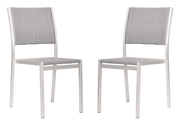 Zuo Modern Metropolitan Aluminum, Polyethylene Modern Commercial Grade Arm Chair Set - Set of 2 Gray, Silver Aluminum, Polyethylene