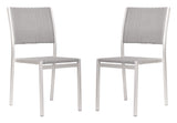 English Elm EE2967 Aluminum, Polyethylene Modern Commercial Grade Arm Chair Set - Set of 2 Gray, Silver Aluminum, Polyethylene