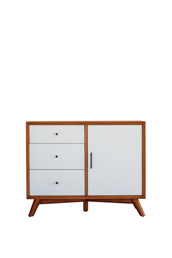 Alpine Furniture Flynn Accent Cabinet, Acorn/White 999-14 Acorn & White Mahogany Solids & Okoume Veneer 40 x 19 x 32